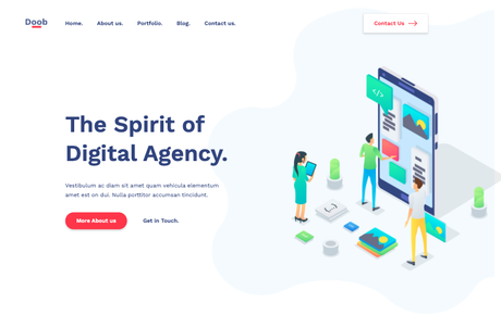 Homepage of the Doob website.