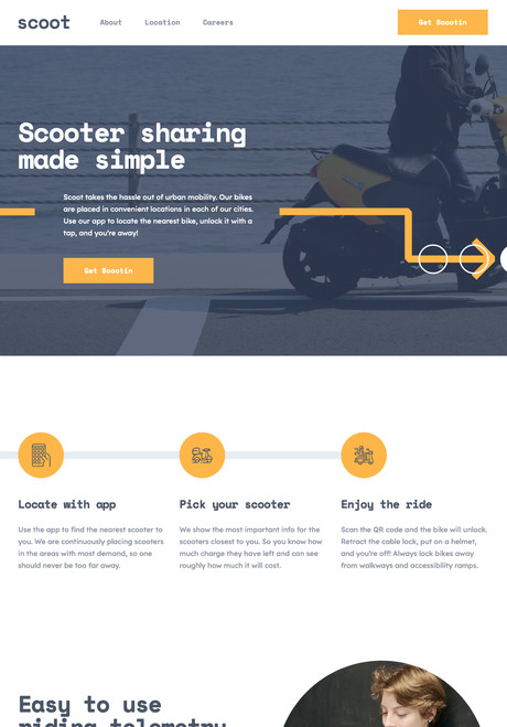 Homepage of the Scoot website.