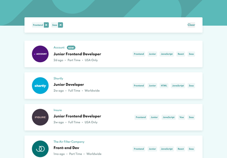 Static job listing webpage.