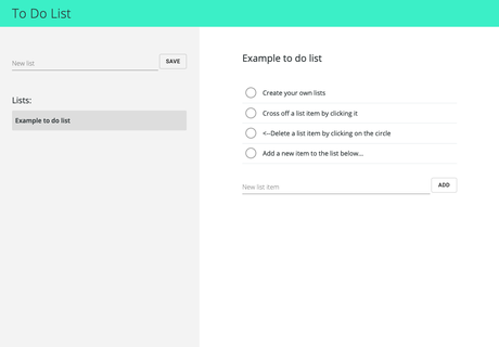To-do list web app user interface.